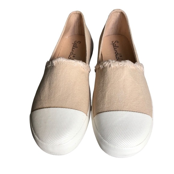 Splendid NWT Aida Pull On Frayed Canvas Loafer Sneaker Sand - Picture 2 of 8